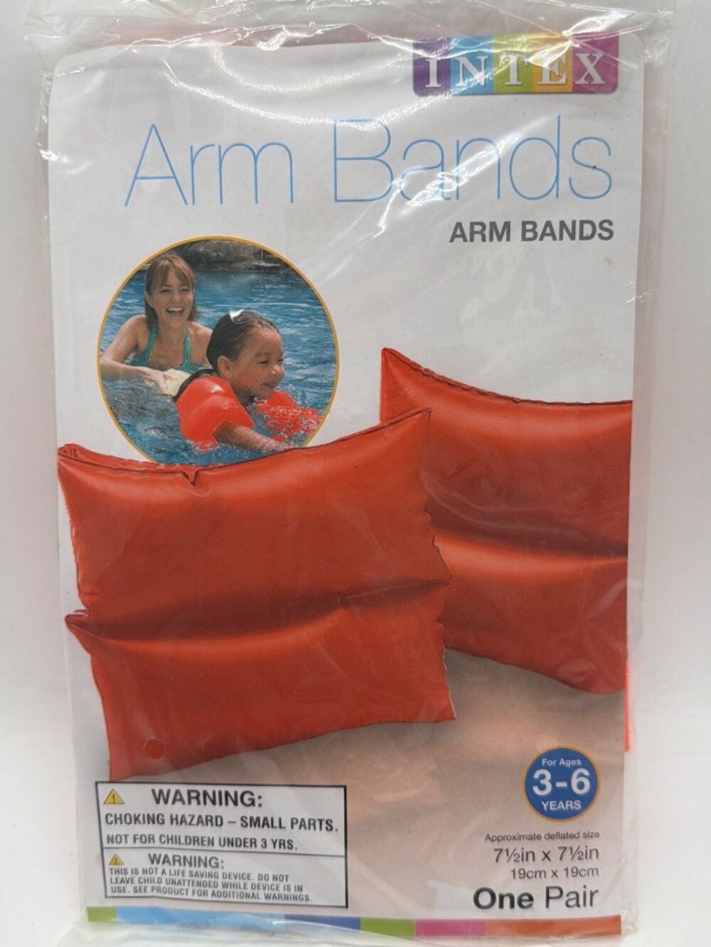 Intex Kids Inflatable Arm Bands For Swimming Ages 3-6 Safety Orange 7.5" x 7.5"